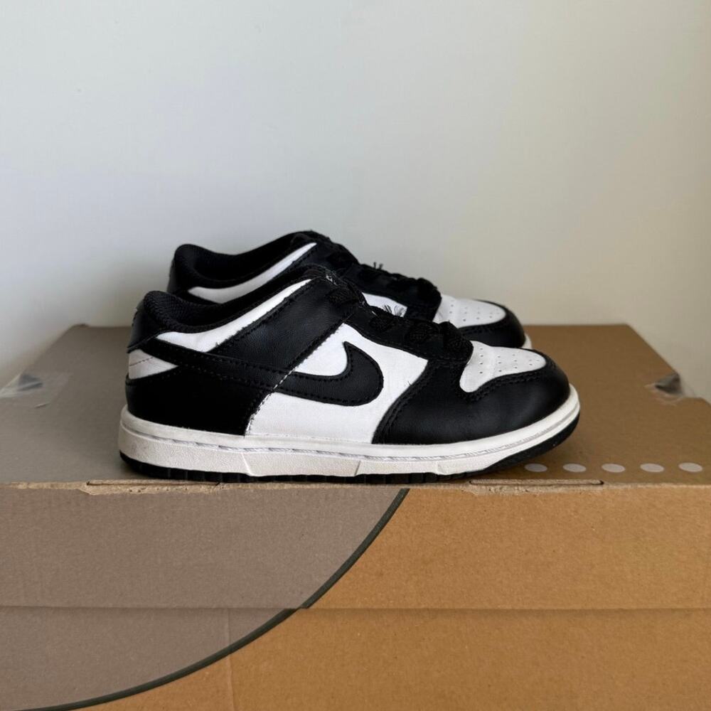 Nike Dunk Low Panda Black/White Toddler Sneakers - SZ 10 C - Picture 4 of 12